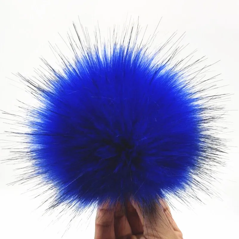 12cm colorful pompoms with snaps New winter artificial fur poms for knitted beanies cap hats shoes men's skullies & beanies