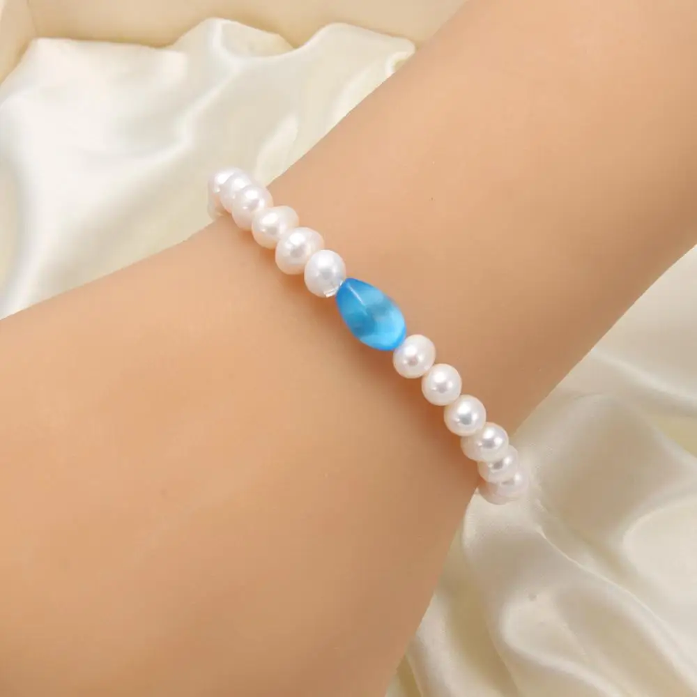Женский браслет с натуральным пресноводным жемчугом | Украшения и аксессуары