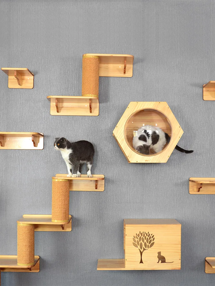 

Safe Healthy solid wood cats house durable bearing strong cat climbing rack column wall-mounted pet jumping platform