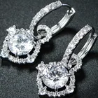 Великолепные женские серьги-подвески Huitan с микрозакрепкой из фианита, большие круглые серьги из фианита, ослепительные Свадебные вечерние Ги для вечеринок, новые модные