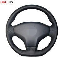 diy hand stitched black soft pu leather car steering wheel covers wrap for citroen elysee c elysee 2014 new elysee peugeot 301