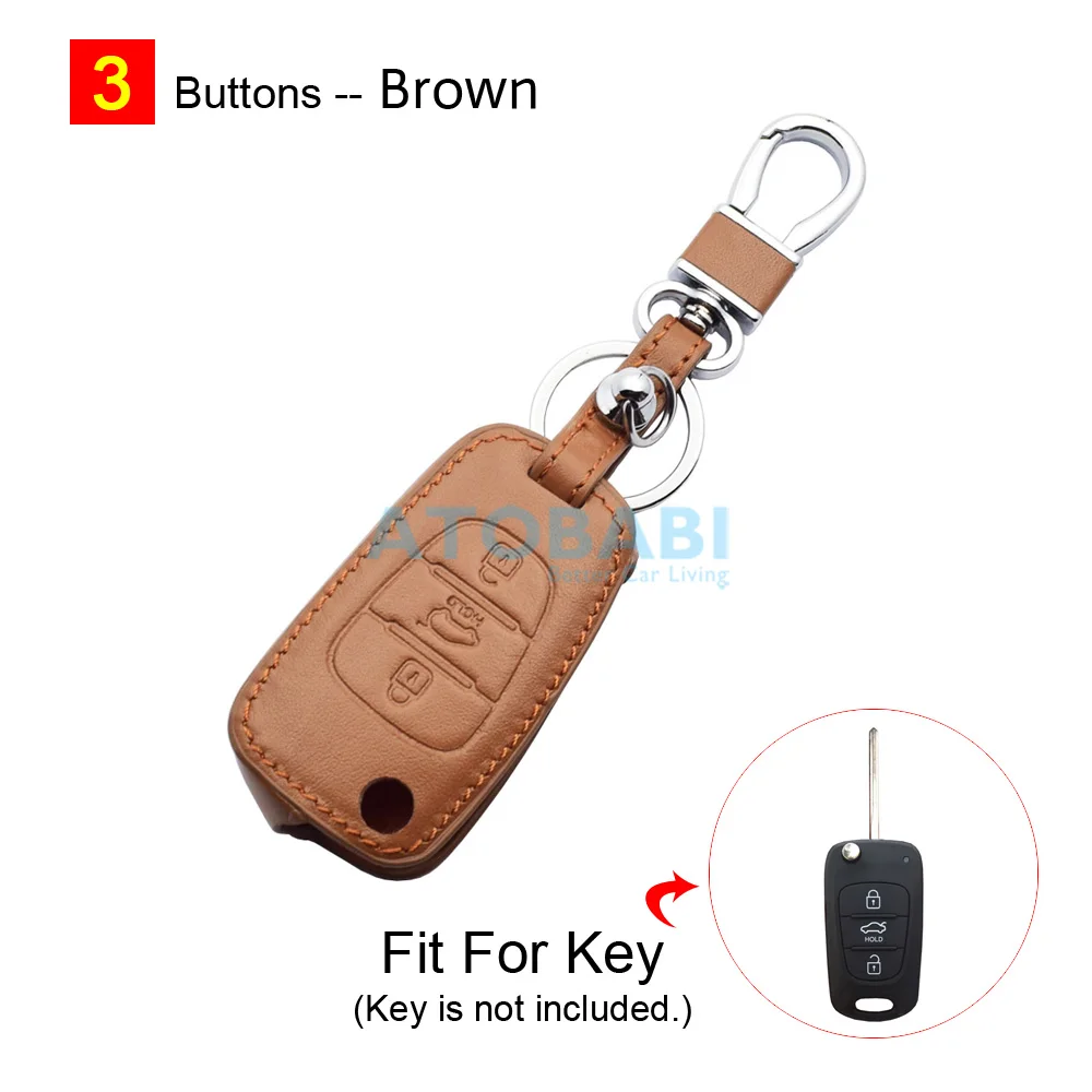 

Кожаный чехол для автомобильных ключей, раскладной чехол с 3 кнопками и протектор для пульта дистанционного управления для Hyundai I20 I30 IX35 I35 Accent Kia Picanto Sportage K5