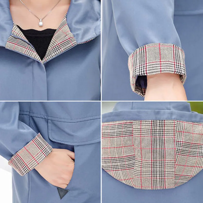 

Women's Coats & Jacket Middle-aged mom Casual Jackets 2020 Spring Autumn New Mid-Long Hooded Zipper Outerwear Plus Size 5XL 1771