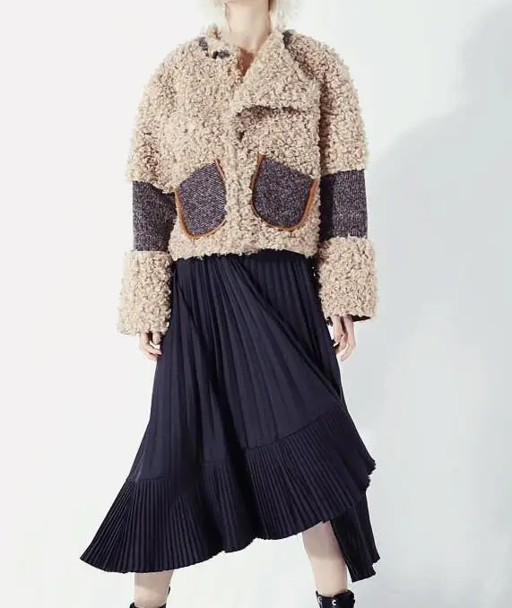 

Винтажное меховое пальто, женское шикарное пальто из искусственного меха ягненка