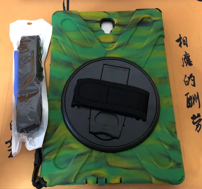 Camouflage Для samsung Galaxy Tab S4 10,5 T830 T835 T837 детский безопасный противоударный сверхпрочный силиконовый+ PC чехол-подставка с ремешком на запястье+ плечевой ремень - Цвет: Camouflage