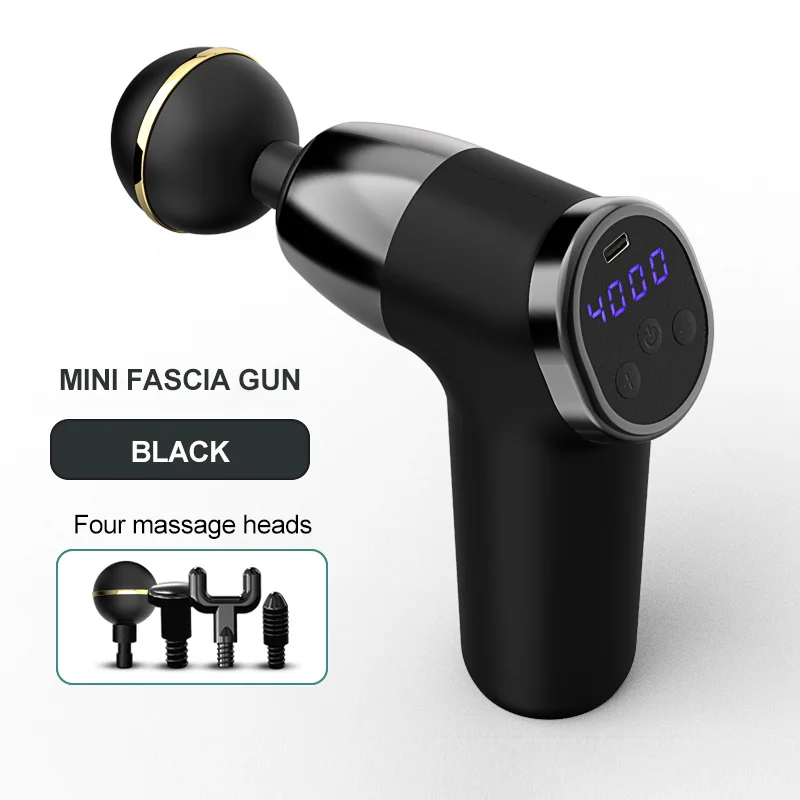 

2021 New 20 Speed 4 Heads Mini Massage Tool Deep Muscle LCD Gun Silent Rechargable Portable