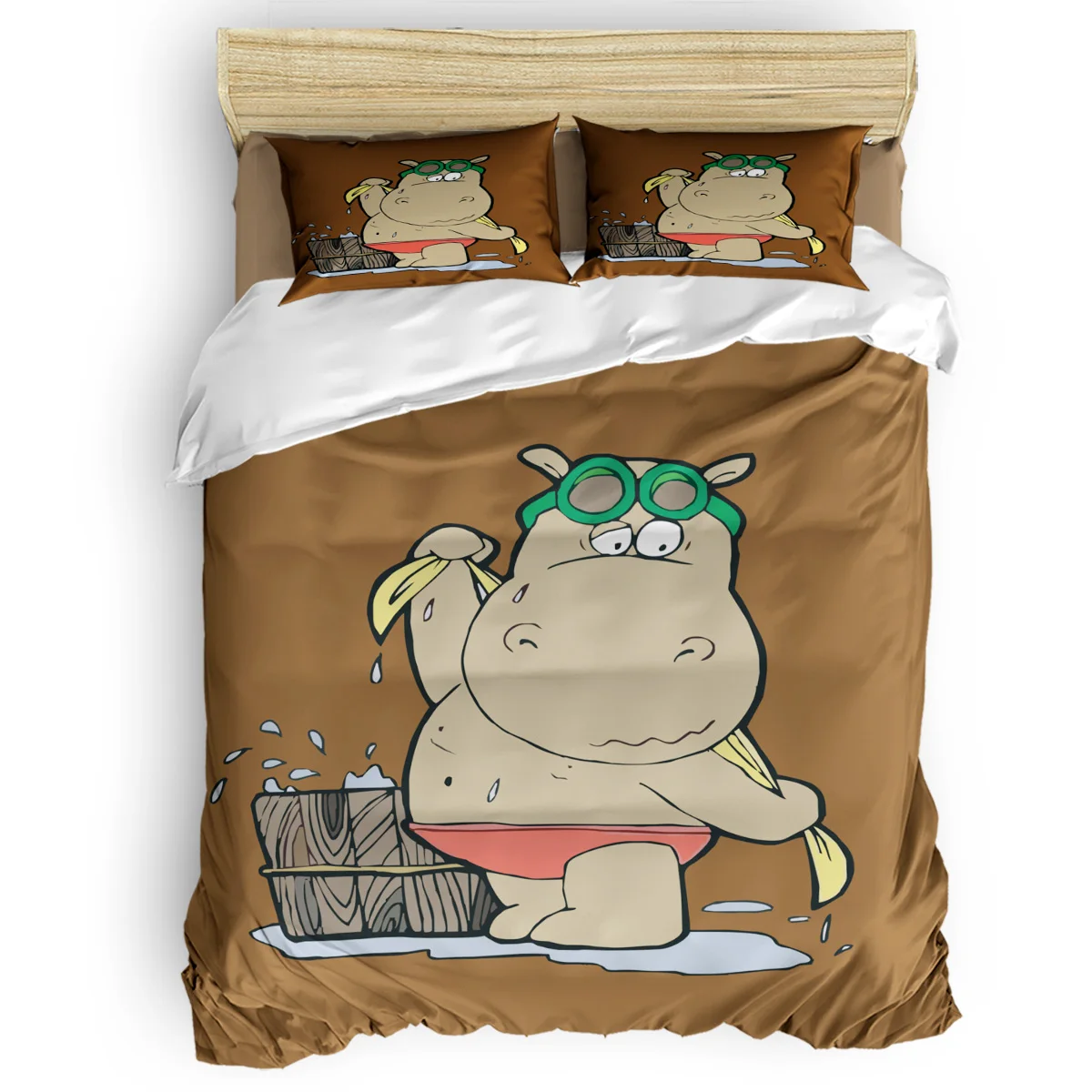 

Hippo Bathing Duvet Cover Set Warm and Comfortable Bedding Set Bedroom Supplies Bedroom Comforter Set 2/3/4pcs