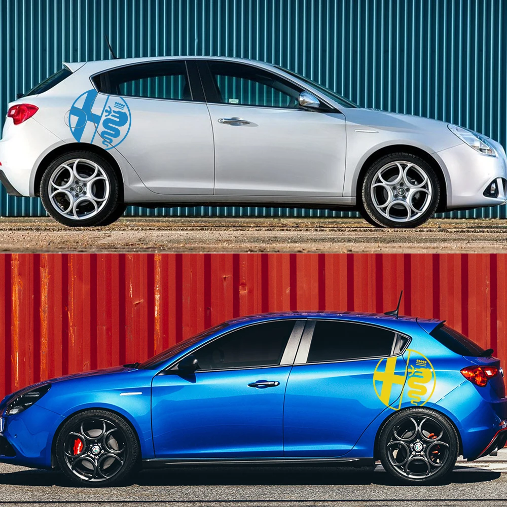 2 шт. наклейки на боковые двери автомобиля для Alfa Romeo MiTo Giulietta 147 156 159 166 Авто Виниловая пленка наклейки аксессуары для тюнинга автомобиля