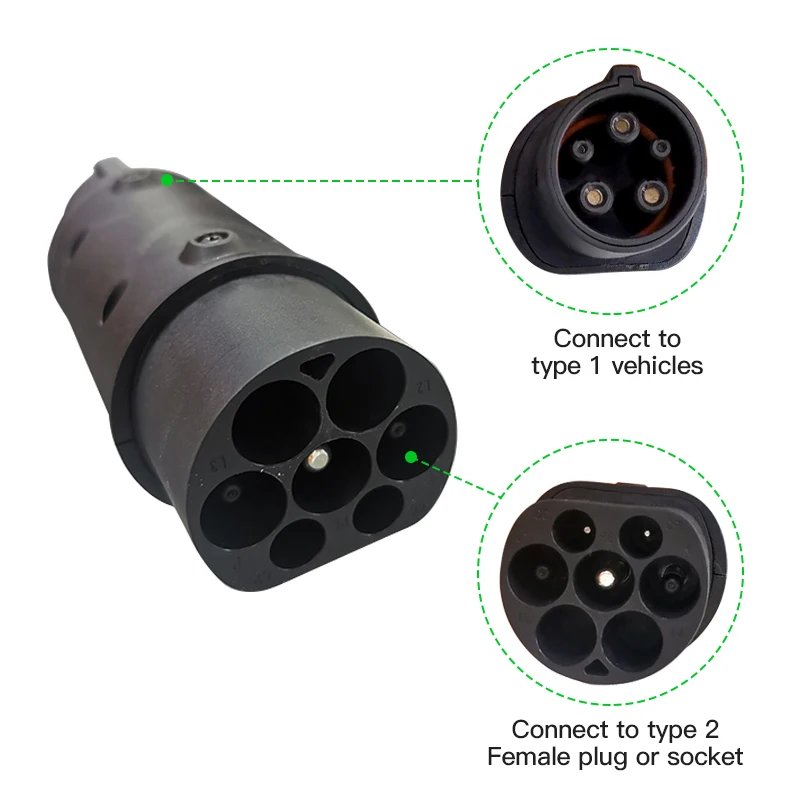 evse adaptor type1 to type2 electric vehicle car ev charger connector sae j1772 type 2 to type 1 ev adapter for car charging free global shipping