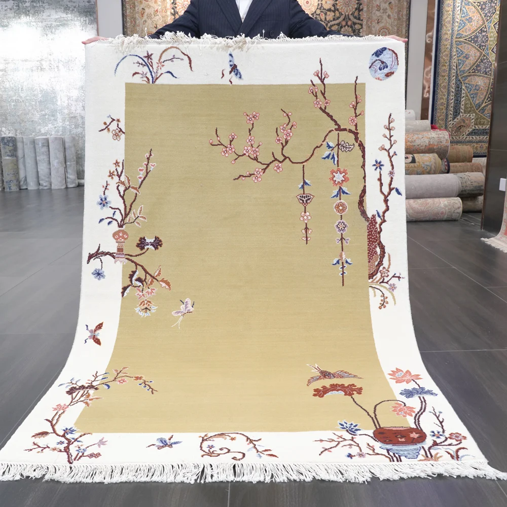 4 'x 6' зеленый шерстяной ковер ручной работы украшение китайского искусства