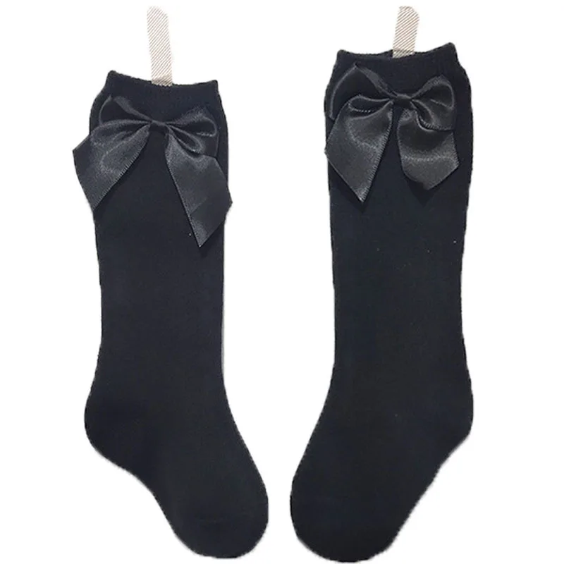 Носки детские до колена мягкие хлопковые в испанском стиле с большим бантом для