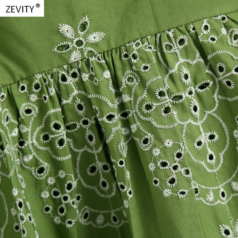 Новинка женское винтажное мини-платье Zevity с квадратным вырезом вышивкой и