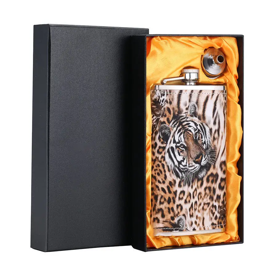 Tiger and Box XYKIT Новое поступление 12 унций спиртовая фляжка из нержавеющей стали мини-фляжки для улицы портативная фляжка для вина - Цвет: Tiger and Box