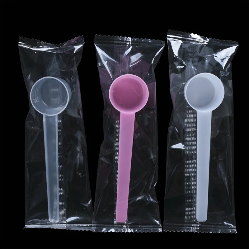 

100x Disposable Plastic Measuring Spoons for Coffee Tea Milk Powder 5g 9ml Food Grade PP White Pink Transparent