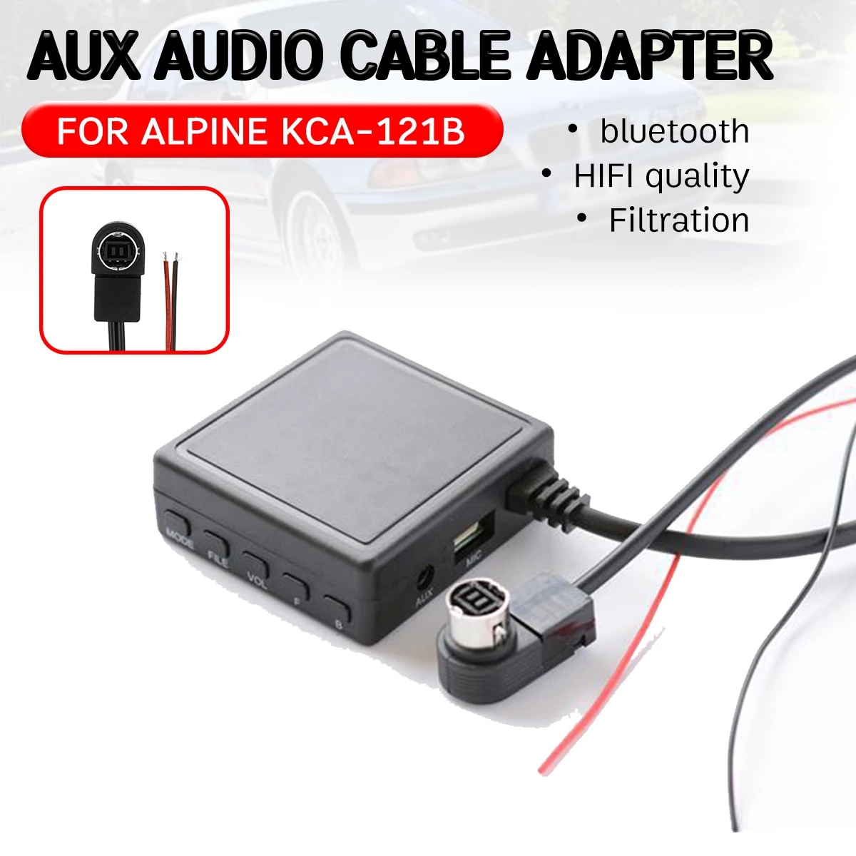 Bluetooth Aux кабель приемника с USB микрофон для ALPINE адаптер громкой связи 9887/105/117/9855/305S |