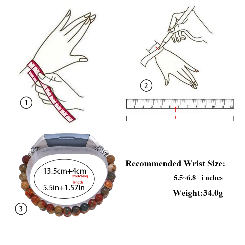 Ремешок для часов Lureen ручной работы Fitbit Charge эластичный ремешок смарт с камнем