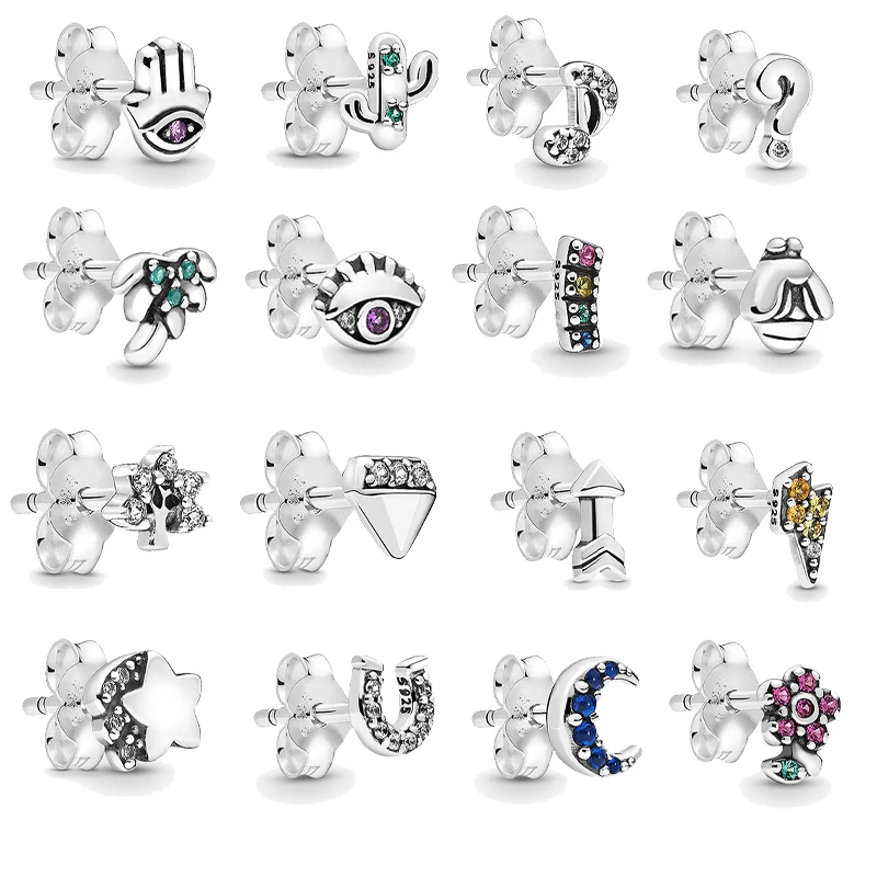 

2021 New 925 Sterling Silver Fine Ear Stud Fashion Jewelry Personalized Pendant Rose Gold Crystals Earings Gifts For Women