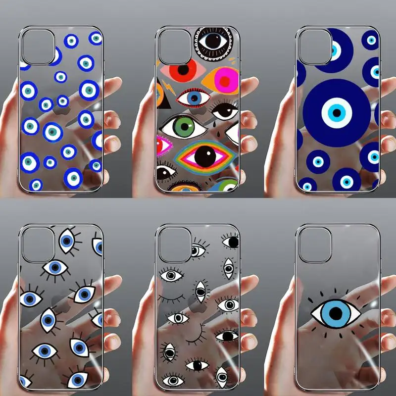 

Evil eyes luck art design Phone Case Transparent for iPhone Samsung 11 12 6 7 8 9 30 Pro X Max XR Plus lite
