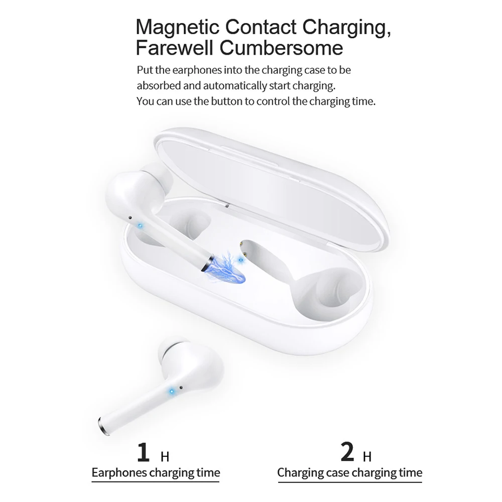 TWS Hifi стереонаушники V5.0 Мини Bluetooth наушники Спортивная гарнитура с зарядным