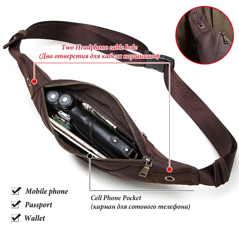 Мужская поясная сумка из натуральной воловьей кожи мужской держатель для