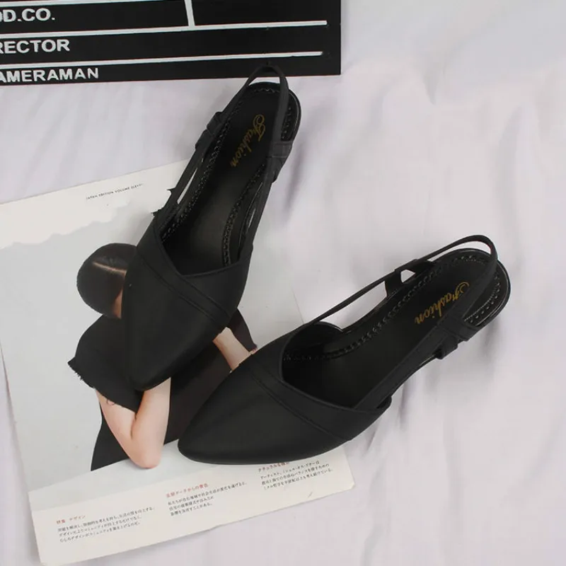 Summer Fashion Casual Women's Shoes, Pointed Toe Cool Versatile Comfortable Wear-resistant Flat-bottomed Solid Women's Sandals