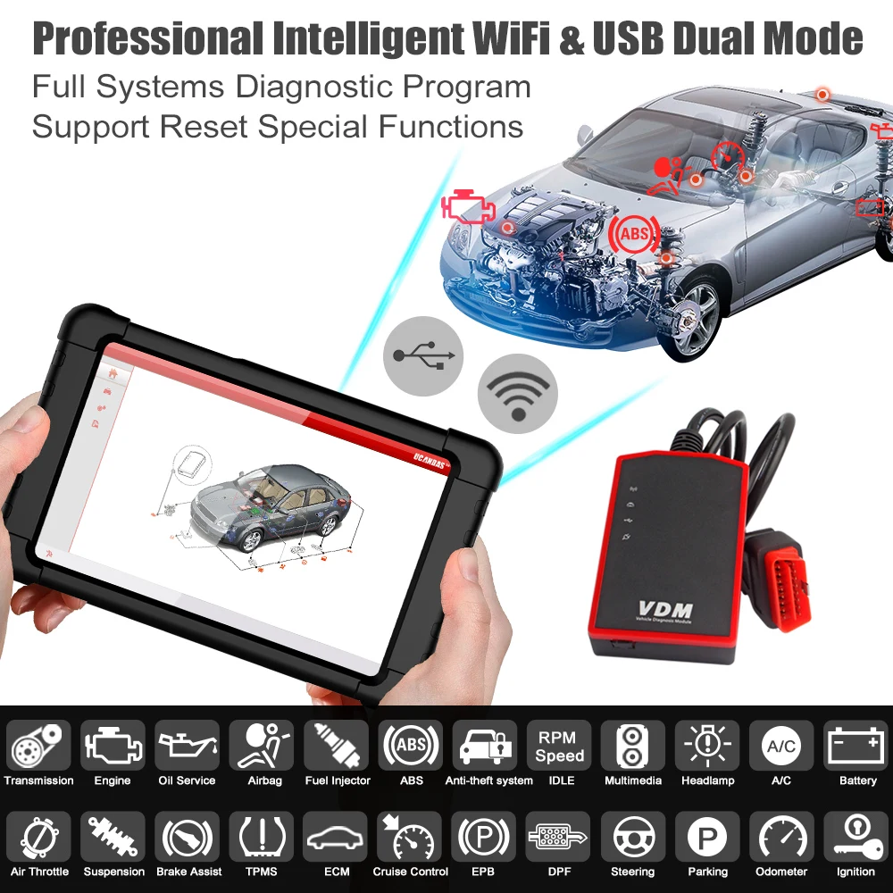 UCANDAS VDM Профессиональный OBD 2 Автомобильный диагностический инструмент полная