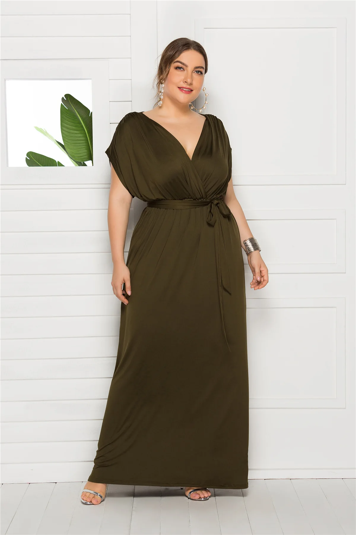 Фото EDressU 2021 размера плюс вечернее платье с v-образным вырезом 7 цветов Vestido Robe de Soiree свадебное платье для гостей LMT-FP3310 №4