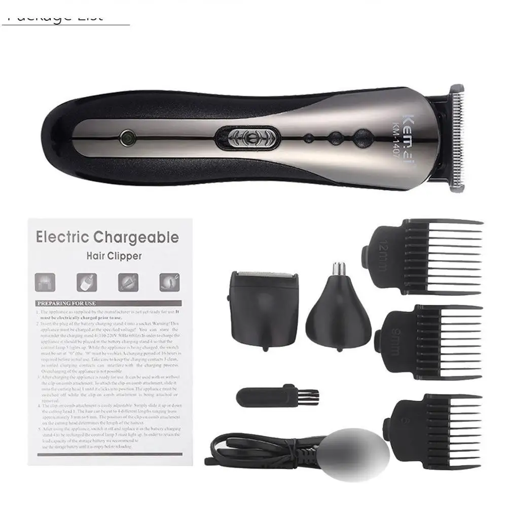 Kemei все в 1 Электрический триммер для волос Борода Нос ушной машинка стрижки