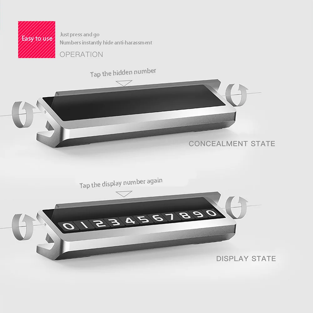 

Rotatable Metal Hidden Temporary Stop Sign Car Parking Temporarily Parking Card Alloy Metal Parking Number Card Styling Decals