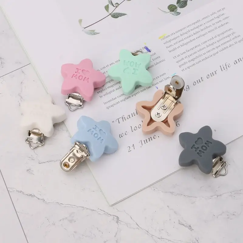 

Baby Pacifier Clip Soother Teether Star Shape Silicone Safe Holder Saliva Towel Support Anti Fall Cute Clips Newborn Infant Cute