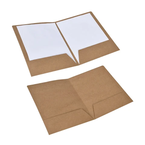 Папки MQQ с двумя карманами, естественный цвет, 25 упаковок, прочная текстурированная бумага с матовой отделкой, папка для Карт Формата A4 (25 шт.)