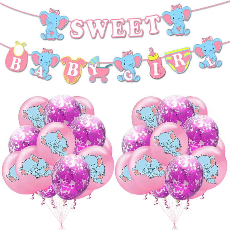 Розовый и синий латексный воздушный шар Конфетти набор со слоном вечерние