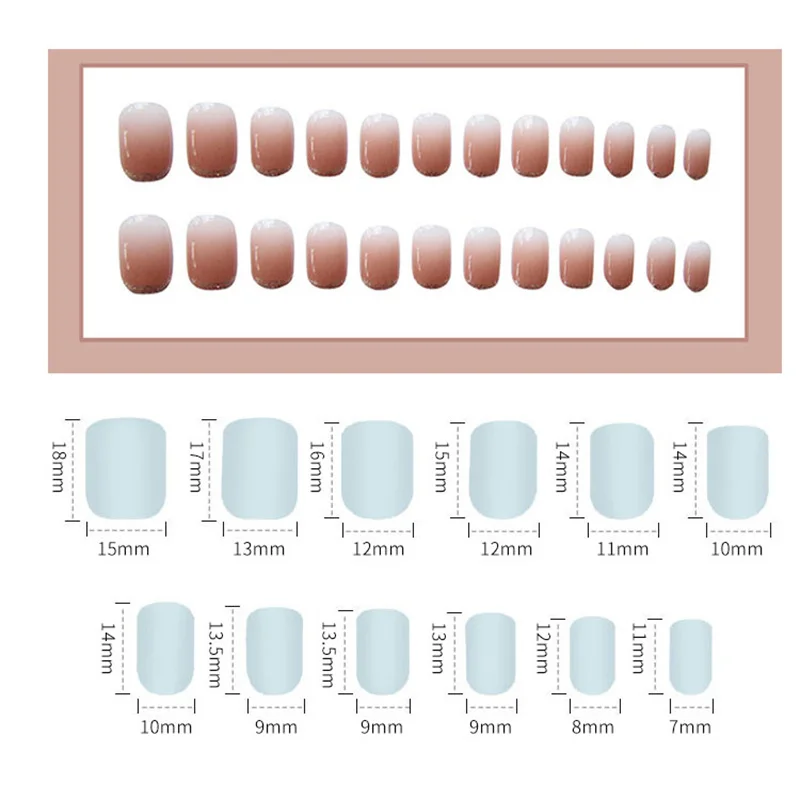 24 шт. накладные ногти градиентные искусственные с желеобразным клеем блестящие
