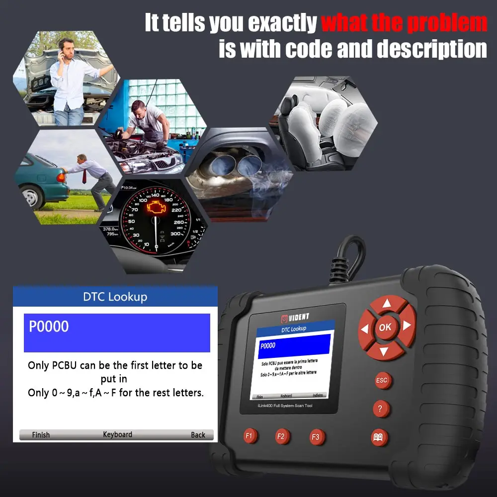 Автомобильный диагностический сканер VIDENT iLink400 OBD2 поддержка ABS/SRS/EPB/DPF