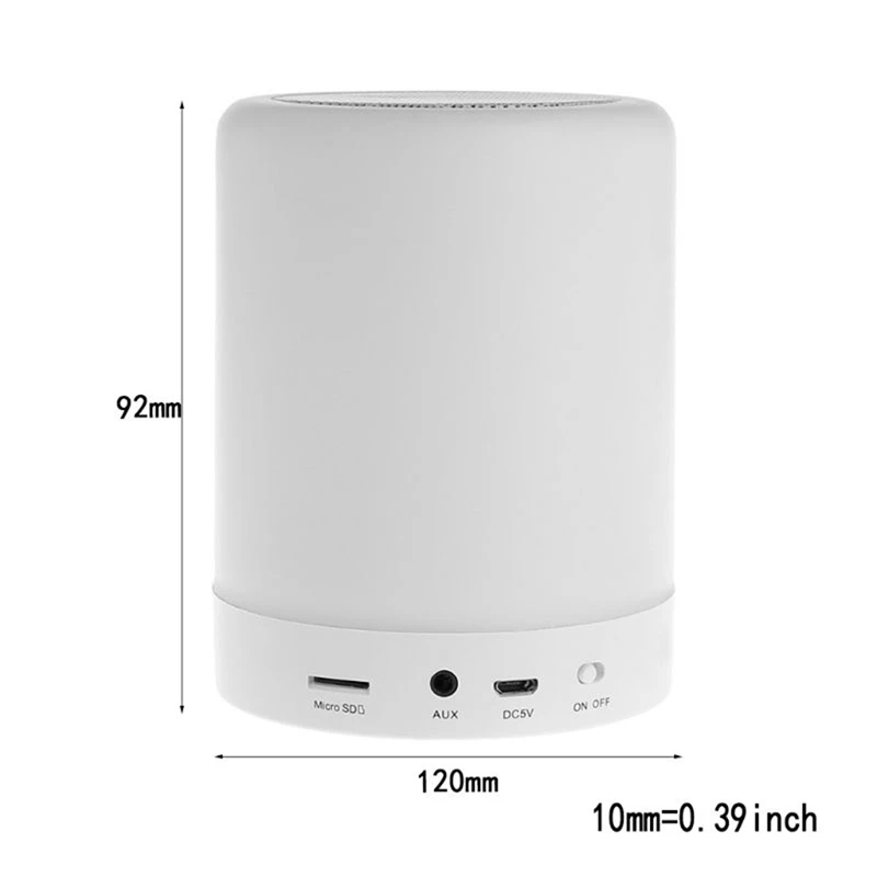 

Wireless Bluetooth Speaker Press LED Light Bedside Atmosphere Light Speaker