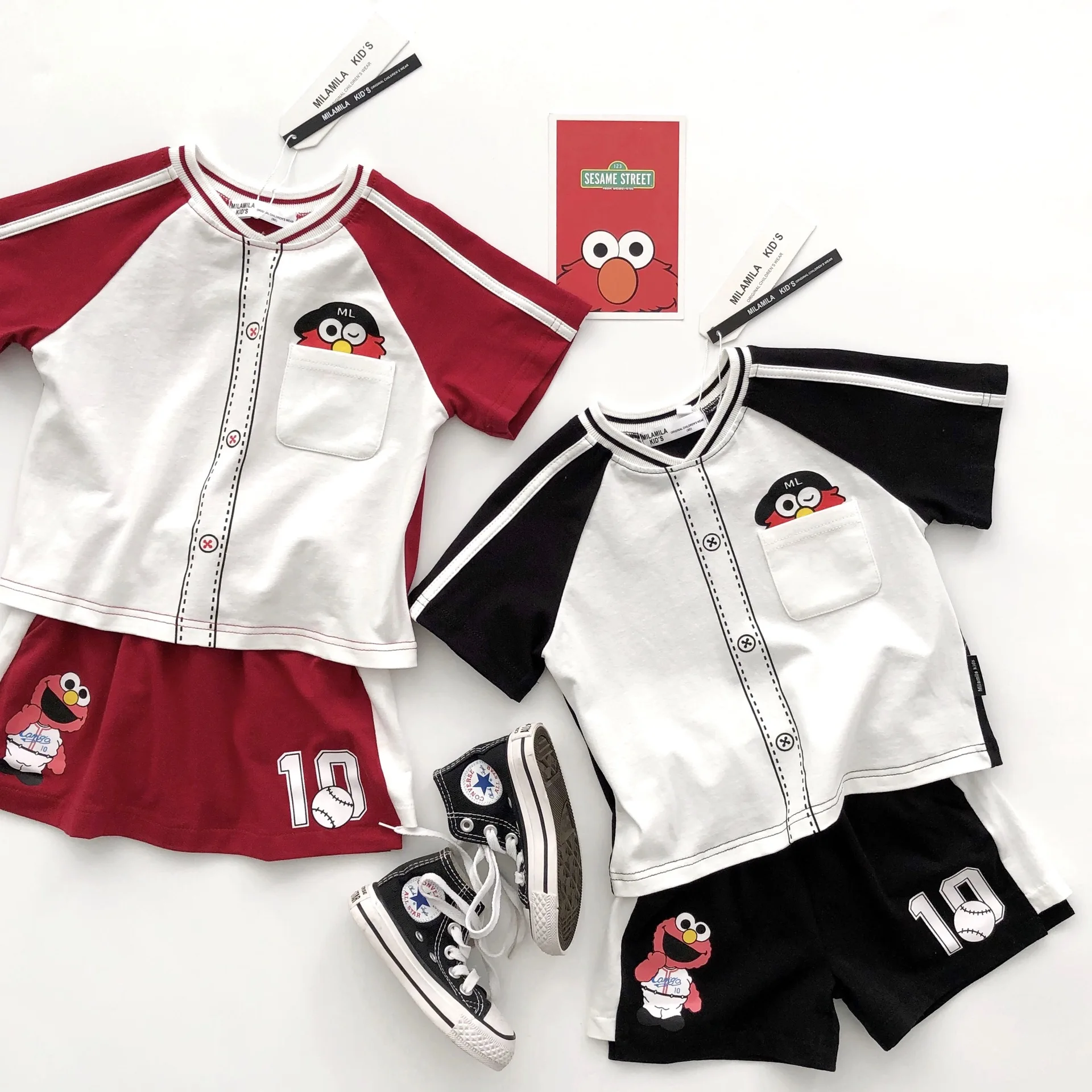 Tonytaobaby Весна и лето новый стиль спортивный комплект с короткими рукавами детский
