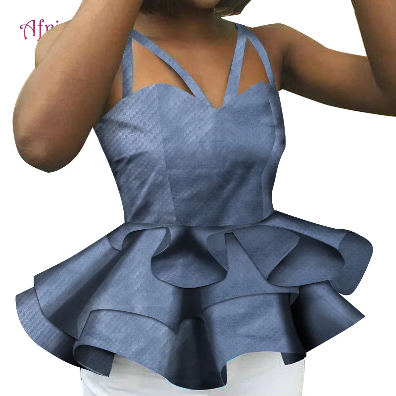 

African Fashion Blouses Sleeveless Pleated Summer Dresses Fashion Boddy Top 2020 Popular Robe Fabric African Tops WY7964