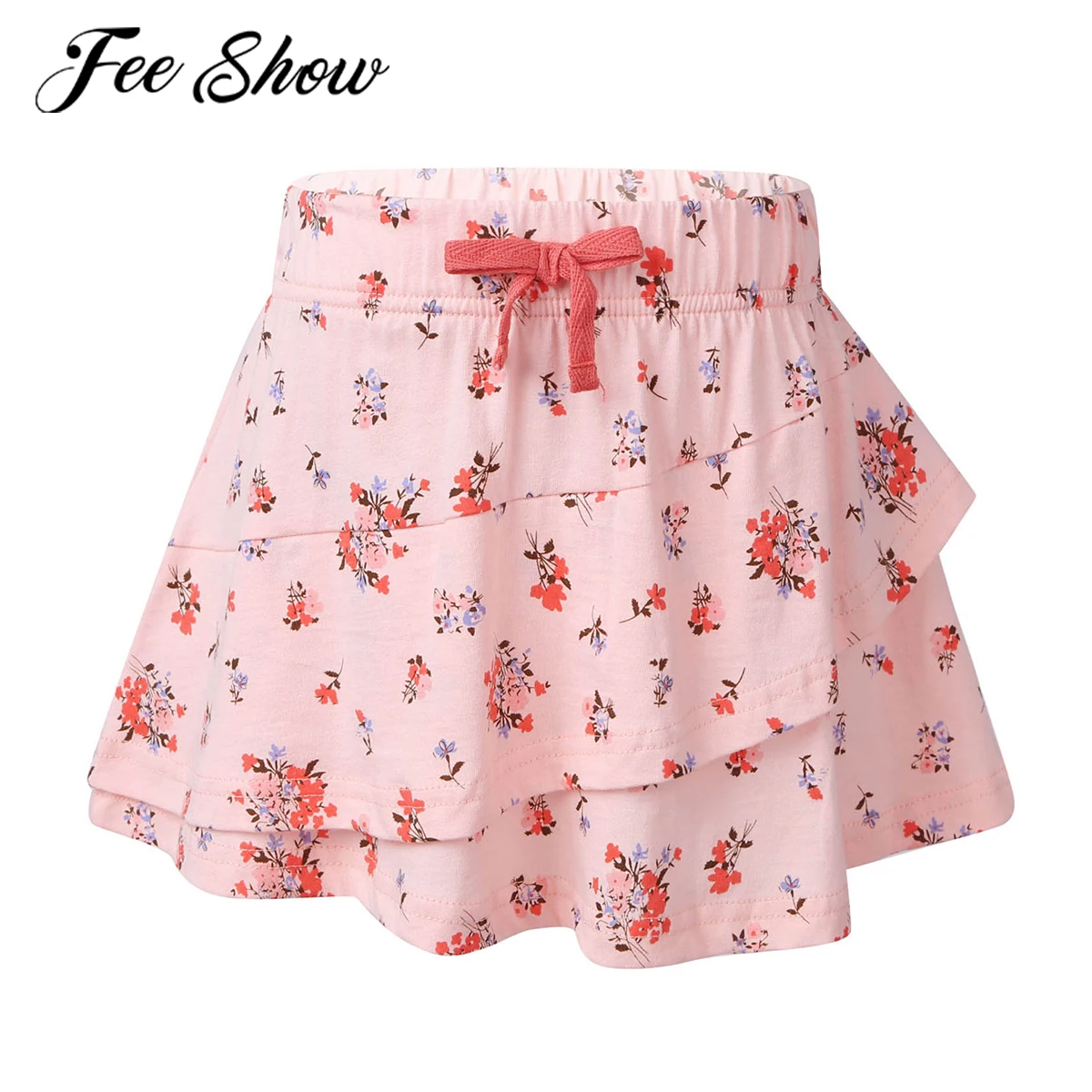 

Girls Skirt Cotton Summer Cute Mini Short Skirt Floral Print Layered Ruffle Hem A-line Skirts Toddler Kids Girls Clothing 2-7T