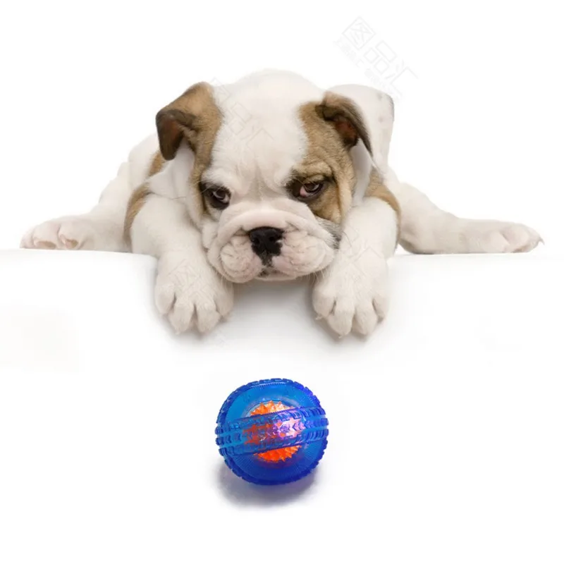 

New style hot sale Pet Dog LED Shining Grinding Teeth Training Toy The Stretch Ball (Button Battery, Battery Capacity 180mAh)