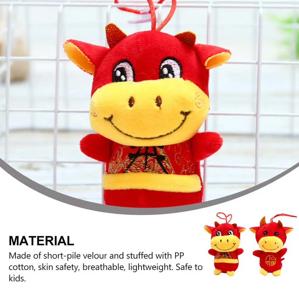 

2Pcs Ox Year Calf Doll Pendant Calf Ornament Adorable Mascot Doll Plush Doll