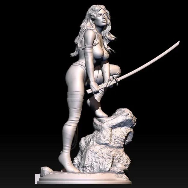 

1/24 75mm 1/18 100mm Resin Model Female Warrior Figure Unpainted No Color RW-468