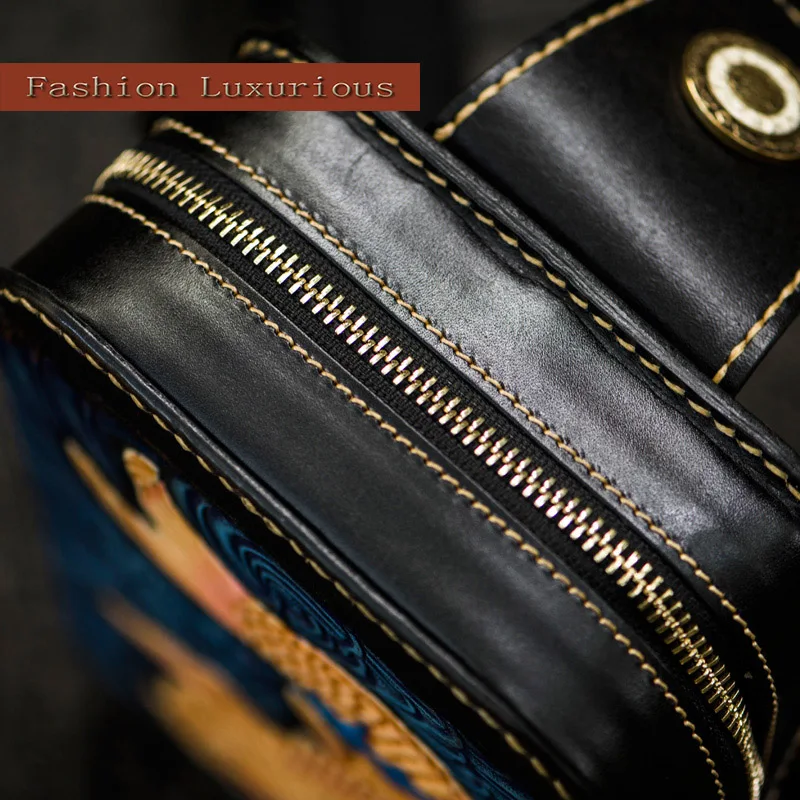 Кожаная нагрудная сумка ручной работы унисекс сумочка на плечо из парчовой кожи