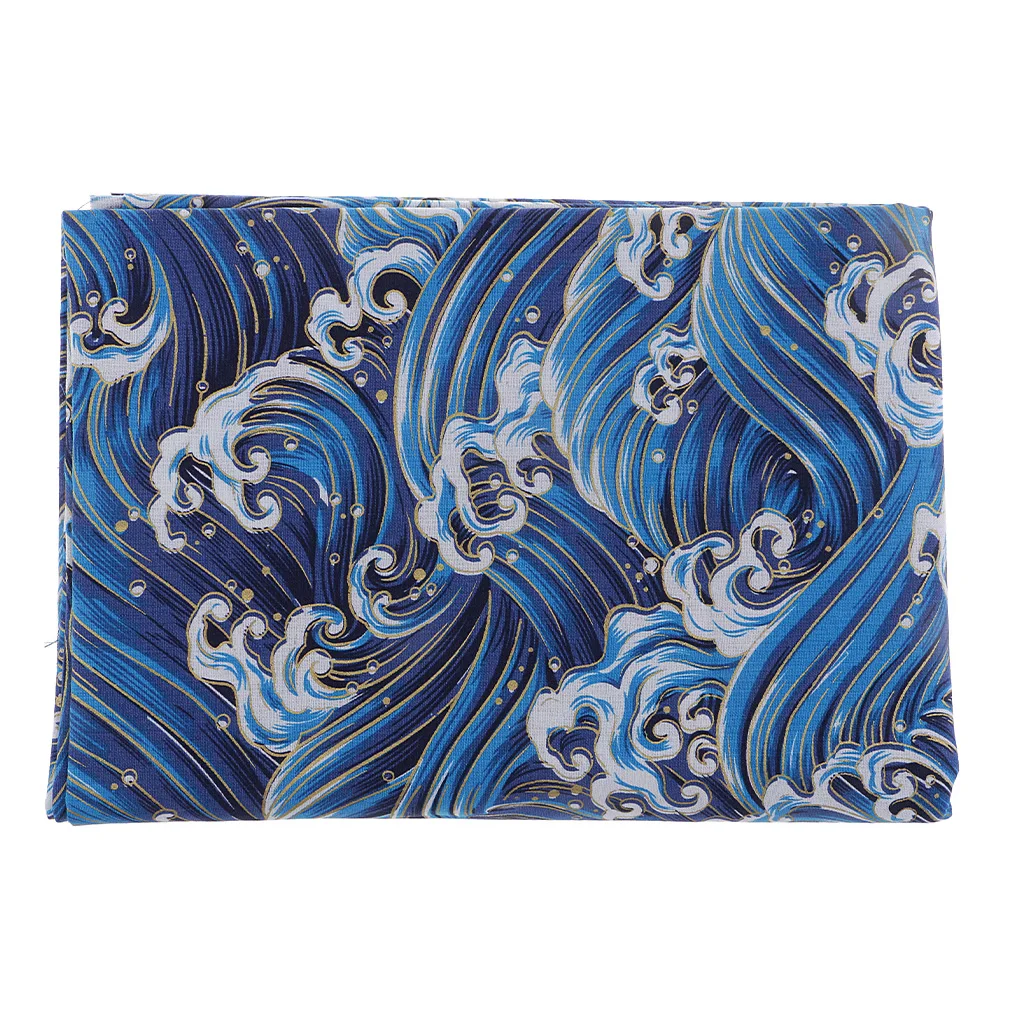 

100% Cotton Fabric Japanese Style Ocean Wave Upholstery Cushion Cloth Crafts