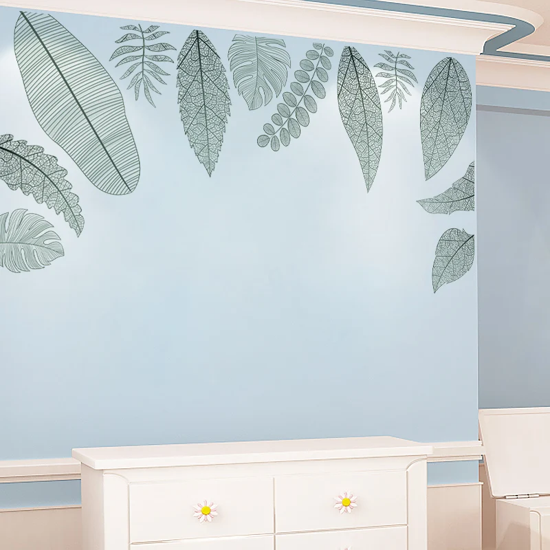 

DIY Large Nordic Plants Leave Wall Stickers Living Room Sofa TV Backdrop Wall Decoration Mural Home Office Decor Decals PVC