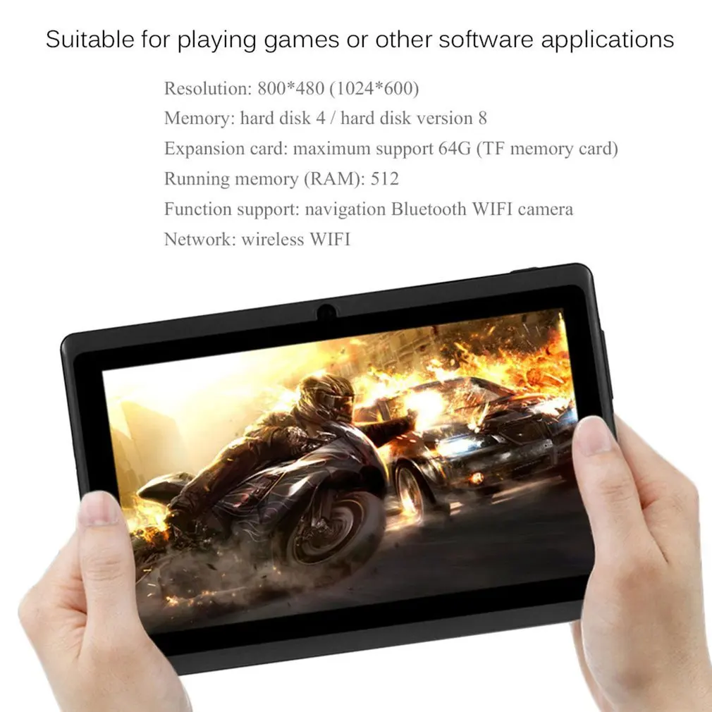 Планшет 7 дюймов Android TFT дисплей HD 1080P 1024x600 четырехъядерный детский подарок