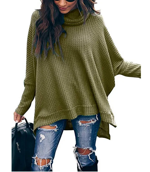 

Women's Autumn And Winter High Collar Long Sleeve Sweater Irregular Women Harajuku Pullovers Tops