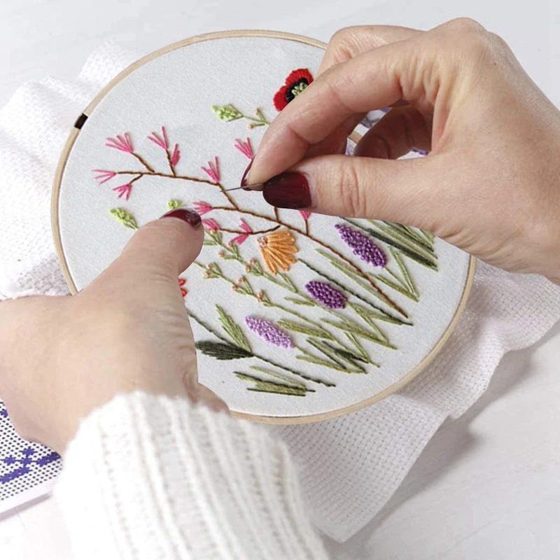 

Fashion3Pcs Embroidery Starter Kit with Pattern,3x Bamboo Embroidery Hoops DIY for Adult Beginner Embroidery Cloth with Pattern