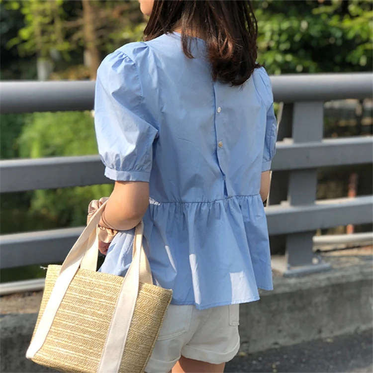 Новый 2021 летние женские блузки 3 Цвета повседневные модные кнопки винтажный буф с