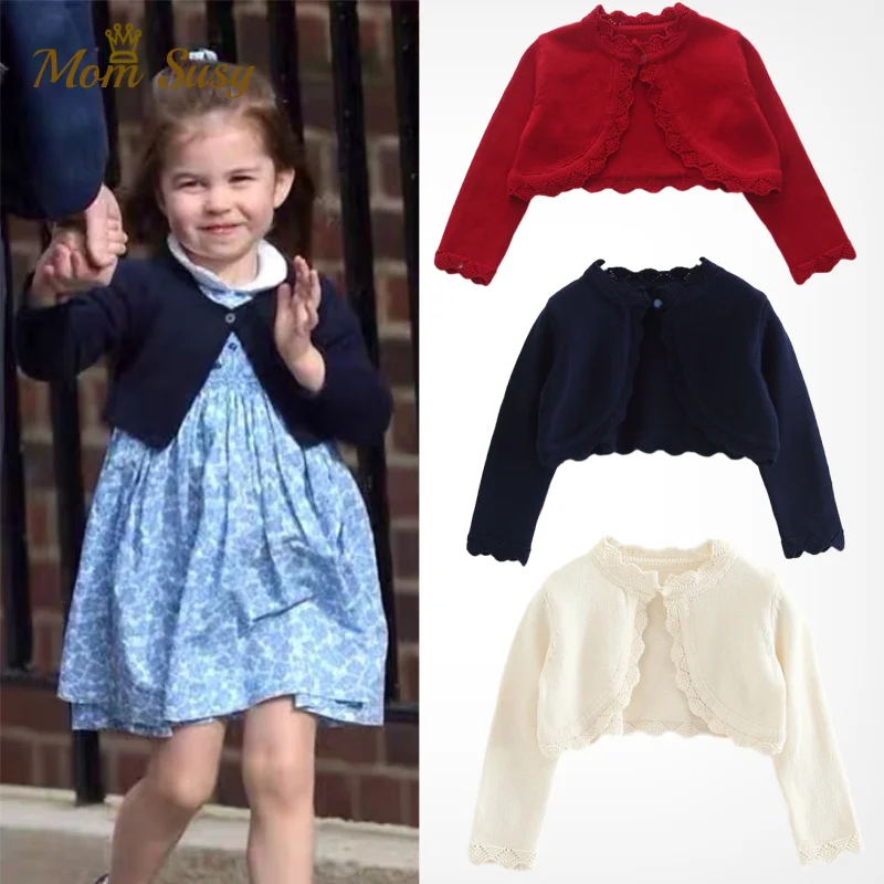 Cadigan-Chaqueta de manga larga para niña pequeña, suéter de punto de algodón, abrigo de encogimiento de hombros para niño pequeño, Bolero de punto recortado