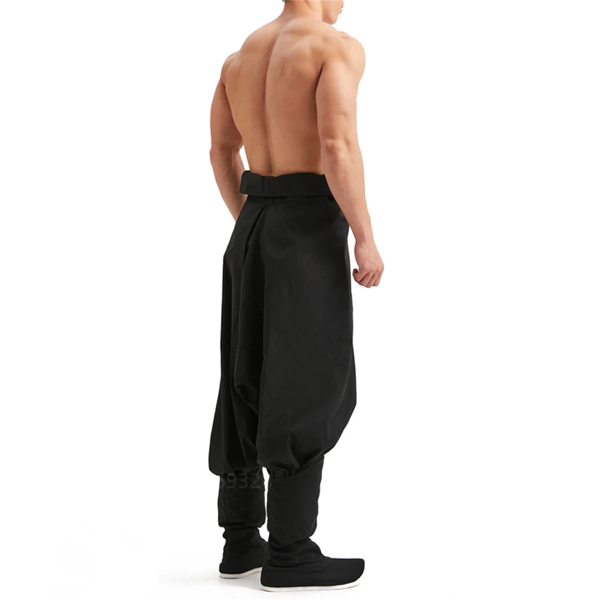 Японские традиционные новые брюки белые черные серые широкие самурая однотонные